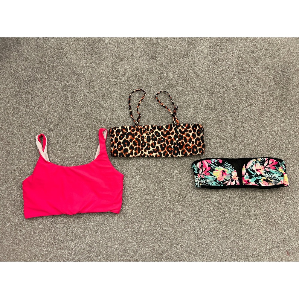 Y2K Poolside Sexy Bikini Tops Womens Small Multicolor Excellent 3 Piece Lot